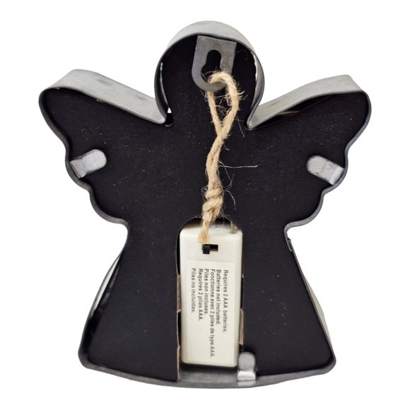 Battery Operated Galvanized Steel Lighted Angel 6" High - Picture 3 of 11